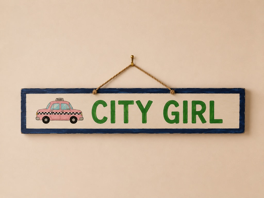 Painted Wooden Sign - City Gal