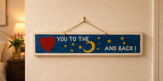 Painted Wooden Sign - Love You to the Moon & Back